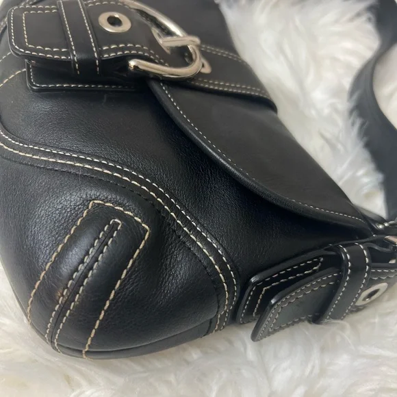 Coach Black Leather Soho Shoulder Bag with Silver Accents# F10188 - Picture 4 of 12